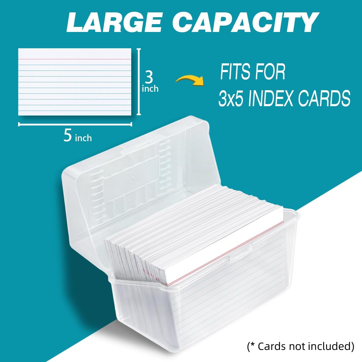 H4D Index Card Holder 3x5, Index Card Box Organizer Case, 3x5 Flash Note Card Holder, 3 Packs (Pastel Colors)