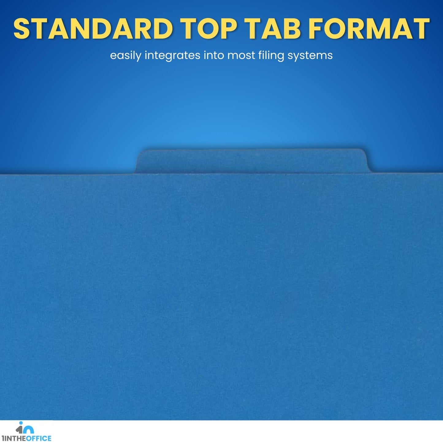 1InTheOffice Pressboard Classification Folders, 1 Divider, Letter Size, 4 Fasteners, Blue, 10 Pack