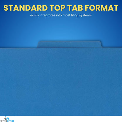 1InTheOffice Pressboard Classification Folders, 1 Divider, Letter Size, 4 Fasteners, Blue, 10 Pack