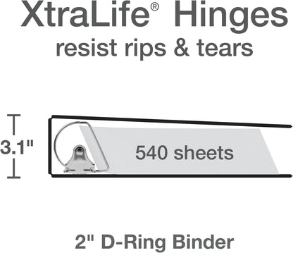 Oxford® 3 Ring Binders, Binders for School and Office, Durable 2 inch D Rings, Holds 540 Sheets, ClearVue™ Presentation Binder, Green, 4PK