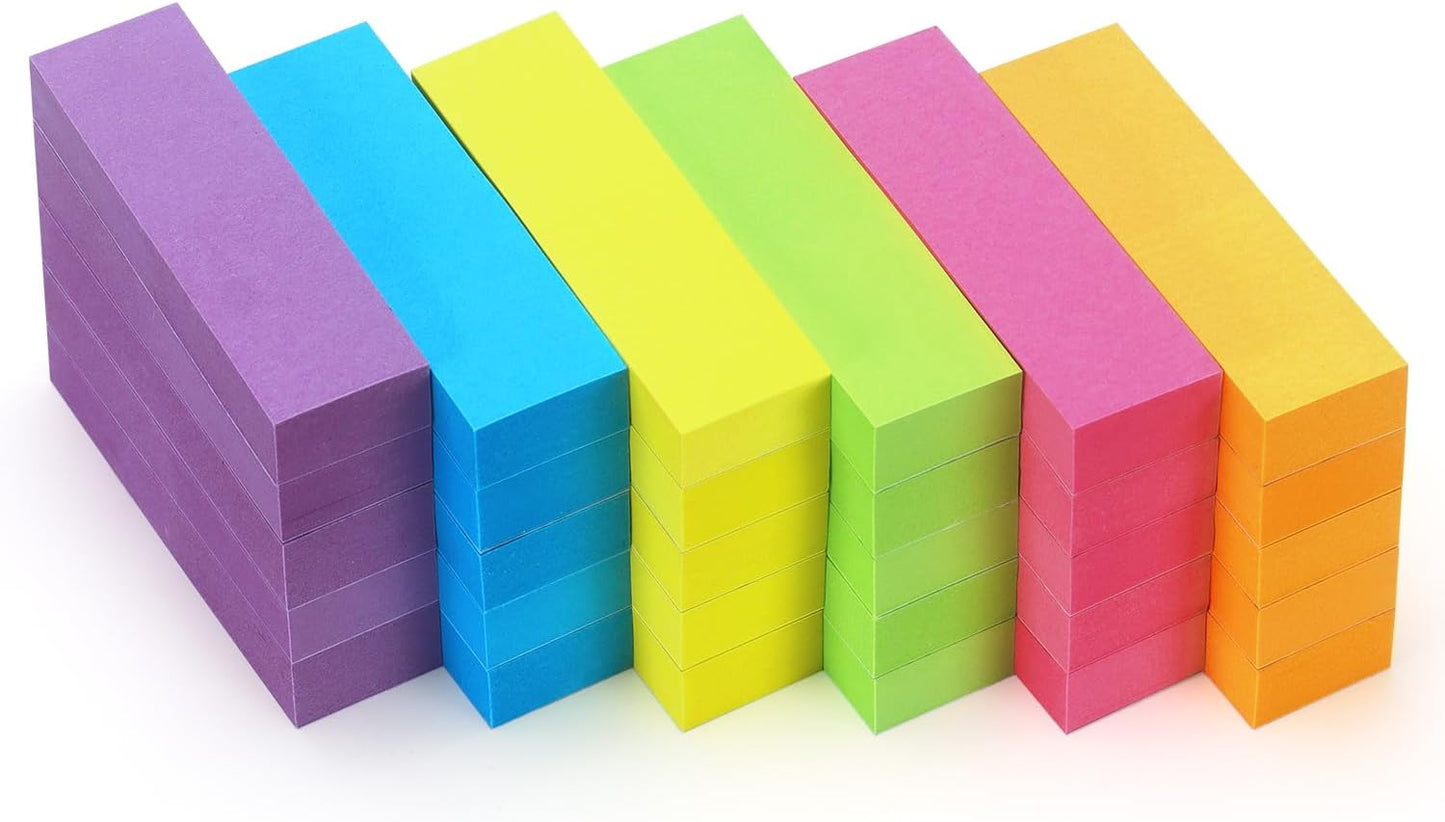 Eastern Wolf 30 Pads 0.5x1.8 Sticky Notes Flags Tabs Page Markers 6 Bright Color Sticky Index Tabs Page Flags 80 Sheet/Pad