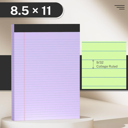 AILZFEI 300 Sheets Legal Pads 8.5 x 11 College Ruled 6-Pack White Paper Note Pad Narrow Ruled 50 Sheets per Notepad Perforated Writing Pad Sturdy Back 8x11 Legal Pads Pads of Paper