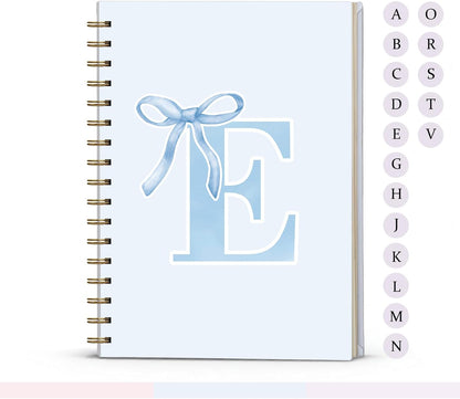 Blue Bow Journal Notebook for Girls,Initial H Journals Personalized Diary Gifts for Teen Girl Kids,Monogrammed Gifts for Women,Trendy Coquette Cute Hardcover Spiral Notebook 5.5 x 8.3 - Colors A