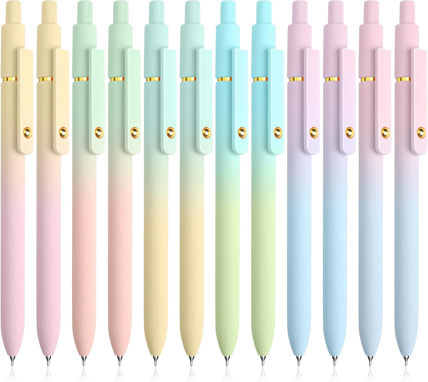 UIXJODO 6 Pcs Gel Pens 0.5mm Quick Dry Black Ink Pens Fine Point Smooth Writing Pens, Cute Office and School Supplies Gifts for Women Teacher Students (6 Pcs Ombre Gold)