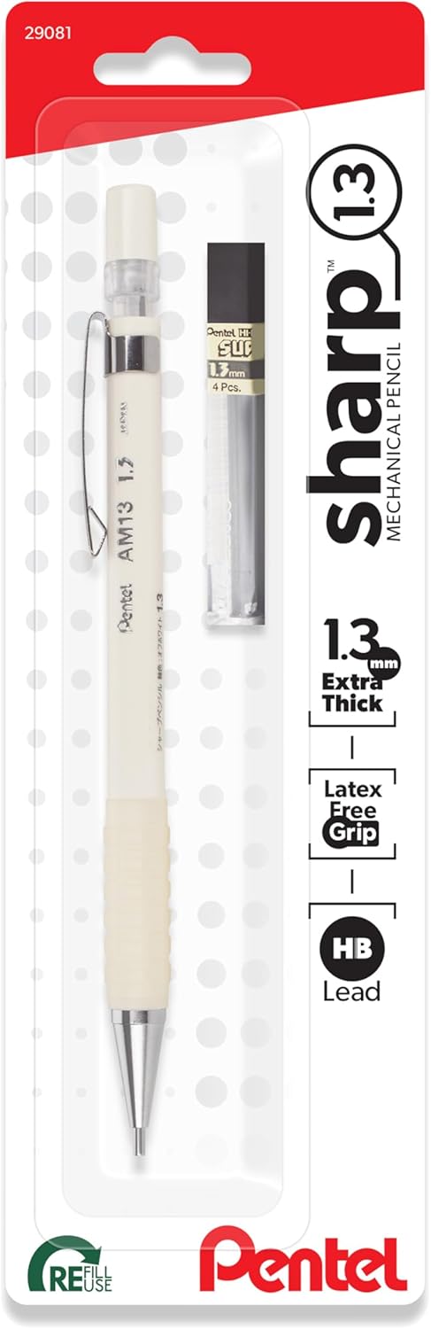 Pentel Sharp 1.3 Mechanical Pencil, (1.3mm), Extra Thick Line, Includes Refill Lead, Writing/Office/Test-Taking Pencil, Pastel Blue Barrel (AM13LBPS)