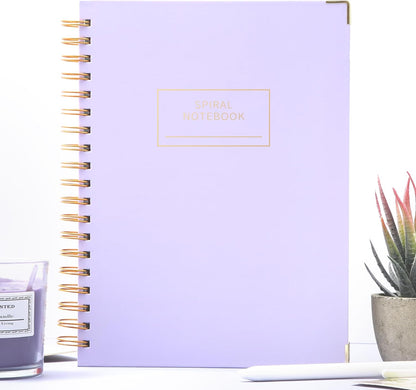 Hardcover Spiral Notebook with Tabs 8"x10" Large Spiral Lined Journals for Women with Dividers 240 Pages College Ruled Composition Notebook 5 Subject Notebook for Work, Back to School, Gifts, Purple