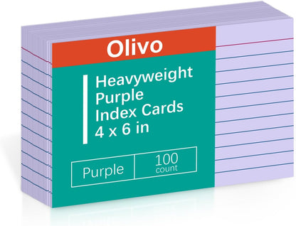 Index Cards 4x6 Lined Ruled Flash Note Cards 4" x 6", White, 100 Count, 220 GSM Heavy Weight