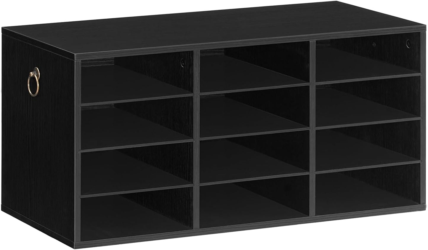 HOOBRO Countertop Mail Sorter Organizer, Wooden Literature Organizer, Student Mailbox for Classroom, Desktop Bill Organizer for Office Home School, 12 Compartments Rustic Brown FG43WF01