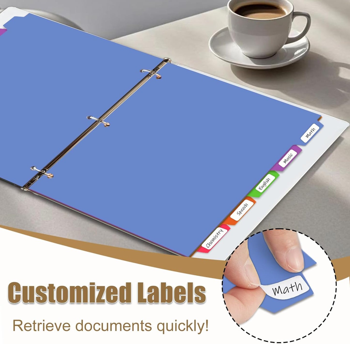 Cute 5 Tab Binder Dividers with Tabs, Write&Erase Plastic Dividers for 3 Ring Binder, Multicolor, Ring Binder Dividers with Tabs for School Office,6 Sets(30pcs)