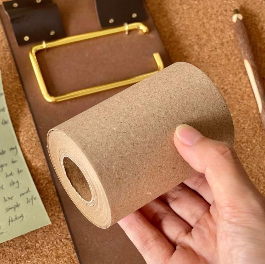 Retro Wall Mounted Memo Board with 1 Natural Dark Green Roll – Rustic Clipboard Notepad, Tearable Writing Pad for Notes, Menu, Kitchen, Café and Home Office Decoration