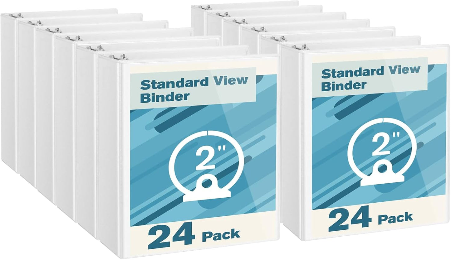 CIXILDTS 0.5-inch Round Ring Binder, Durable 1/2" 3 Ring Binder Fit Letter Size Paper, Presentation View Binders, White,12-Pack