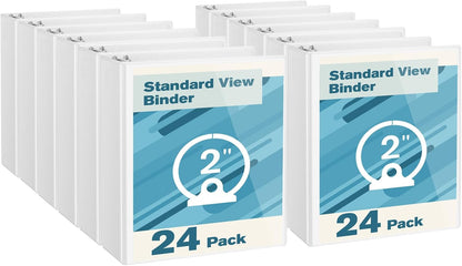 CIXILDTS 0.5-inch Round Ring Binder, Durable 1/2" 3 Ring Binder Fit Letter Size Paper, Presentation View Binders, White,12-Pack