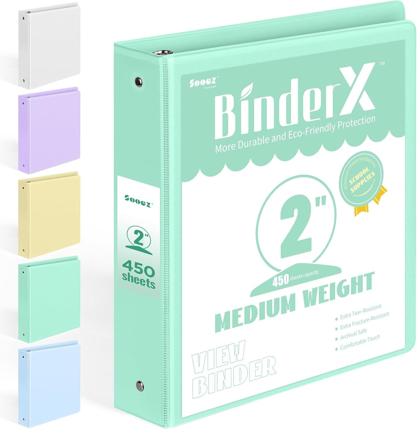 BinderX Extra Durable 3 Ring Binder, Round Rings 1 Inch Binder, Fits 175 Sheets of 8.5x11 Paper, Customizable View Cover with Inside Pockets, Cute 1" Binders, 1 Inch Binders 3 Ring, Pink