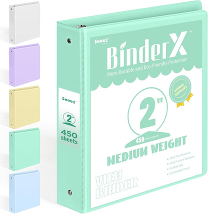 BinderX Extra Durable 3 Ring Binder, Round Rings 1 Inch Binder, Fits 175 Sheets of 8.5x11 Paper, Customizable View Cover with Inside Pockets, Cute 1" Binders, 1 Inch Binders 3 Ring, Pink