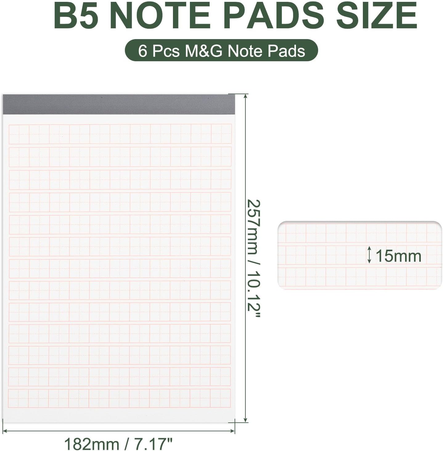 M&G 7x10 Note Pads, 6 Pack B5 Legal Pads 70 Sheets Notepads Writing Pad Graph Grid Chinese Memo Paper Tablet Kraft Cover for Work Writing Note Taking Chinese