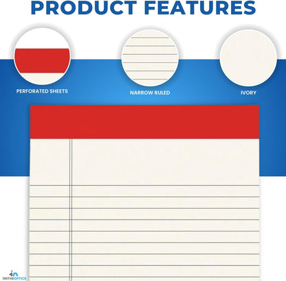 1InTheOffice Note Pads 5x8, Writing Pads, Lined Note Pads, Narrow Ruled, 50 Sheets/Pad, 12 Pack