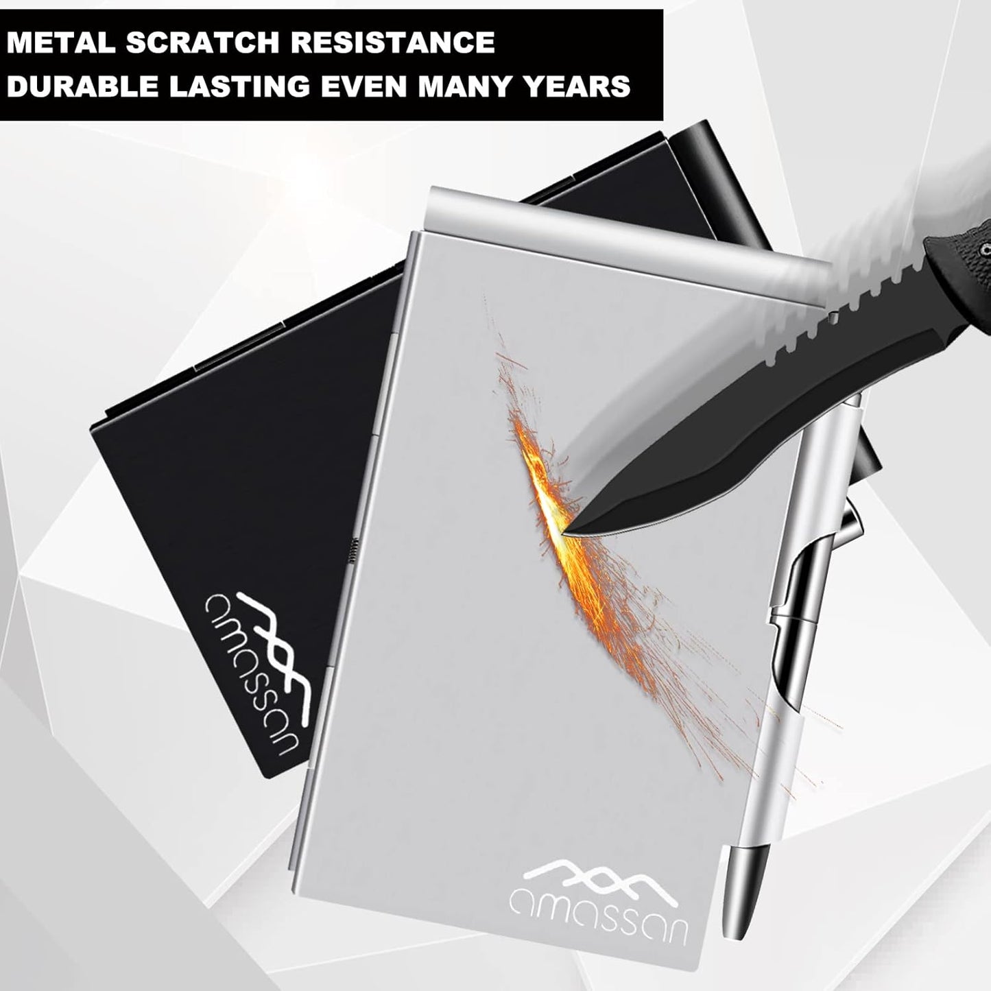 amassan Metal Small Notebook, Mini Notepad, Small Pocket Notepad Aluminum Note Case with Mini Metal Pen and 60-Page Sheets - Memo Books Note Pads (2pcs-Sliver+Sliver)