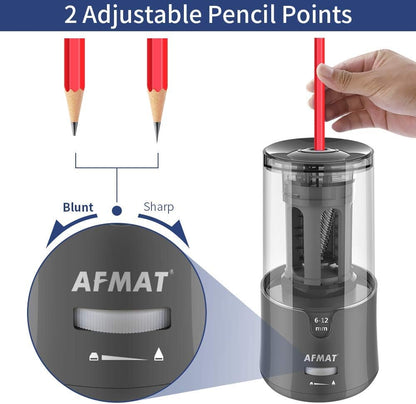 AFMAT Electric Pencil Sharpener, Auto Stop, Super Sharp & Fast, Electric Pencil Sharpener Plug in for 6-12mm No.2/Colored Pencils/Office/Home PS94