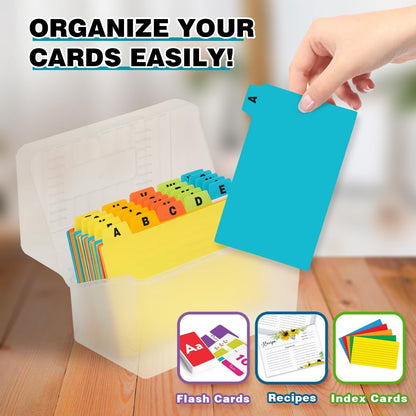 H4D Index Card Holder 3x5 Inches with 25 Plastic Dividers, Black