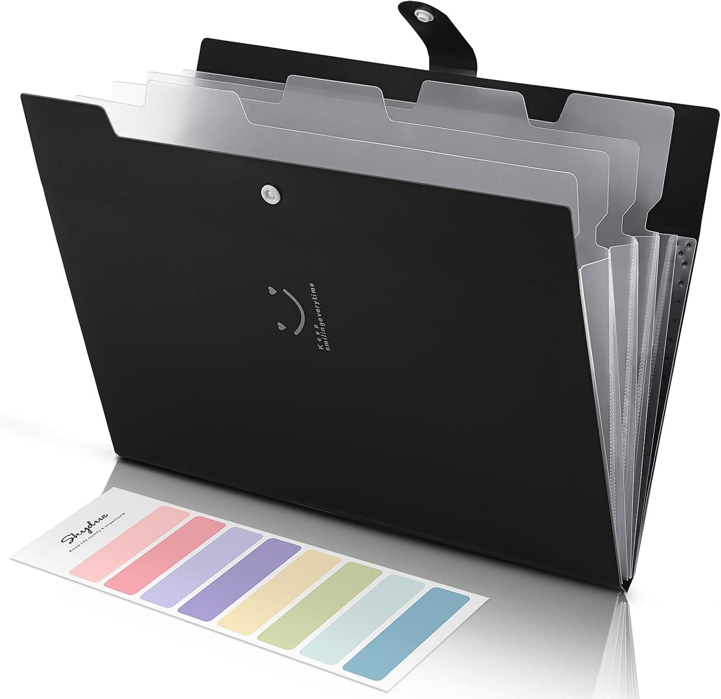SKYDUE Letter A4 Paper Expanding File Folder Pockets Accordion Document Organizer (Purple)