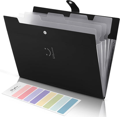 SKYDUE Letter A4 Paper Expanding File Folder Pockets Accordion Document Organizer (Purple)