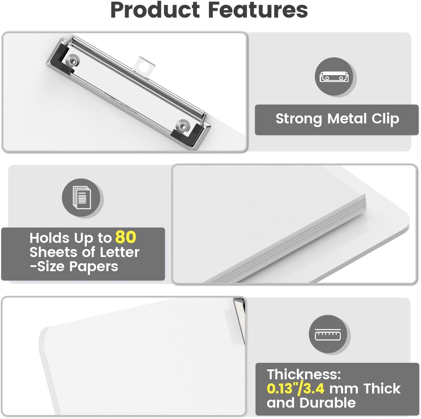 Extra Large 11x17 Clipboards, Plastic Black Drawing Boards, Horizontal Clip Board, Landscape Layout. Suitable for Watercolor, Sketching, Painting. Art & Drafting Supply