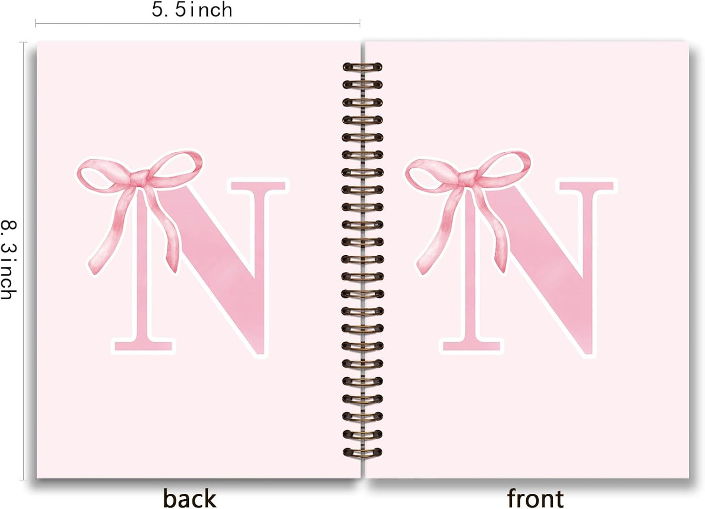 Blue Bow Journal Notebook for Girls,Initial H Journals Personalized Diary Gifts for Teen Girl Kids,Monogrammed Gifts for Women,Trendy Coquette Cute Hardcover Spiral Notebook 5.5 x 8.3 - Colors A