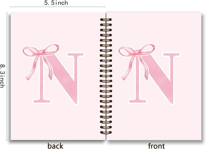 Blue Bow Journal Notebook for Girls,Initial H Journals Personalized Diary Gifts for Teen Girl Kids,Monogrammed Gifts for Women,Trendy Coquette Cute Hardcover Spiral Notebook 5.5 x 8.3 - Colors A