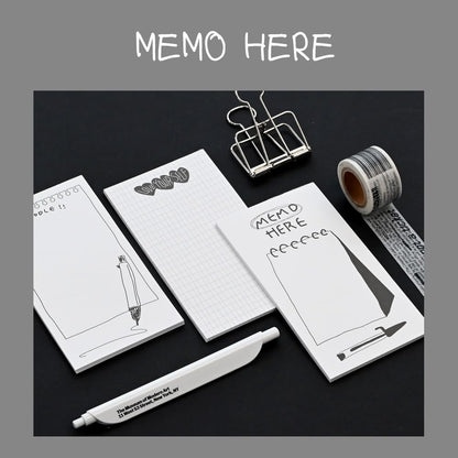 Monolike Memopad Memories design B SET - 4 Packs, 4 Different Designs, 100 Sheets Per Pad, Total 400 Sheets, Note pads, Writing pads, 3.15 x 4.17 Inches