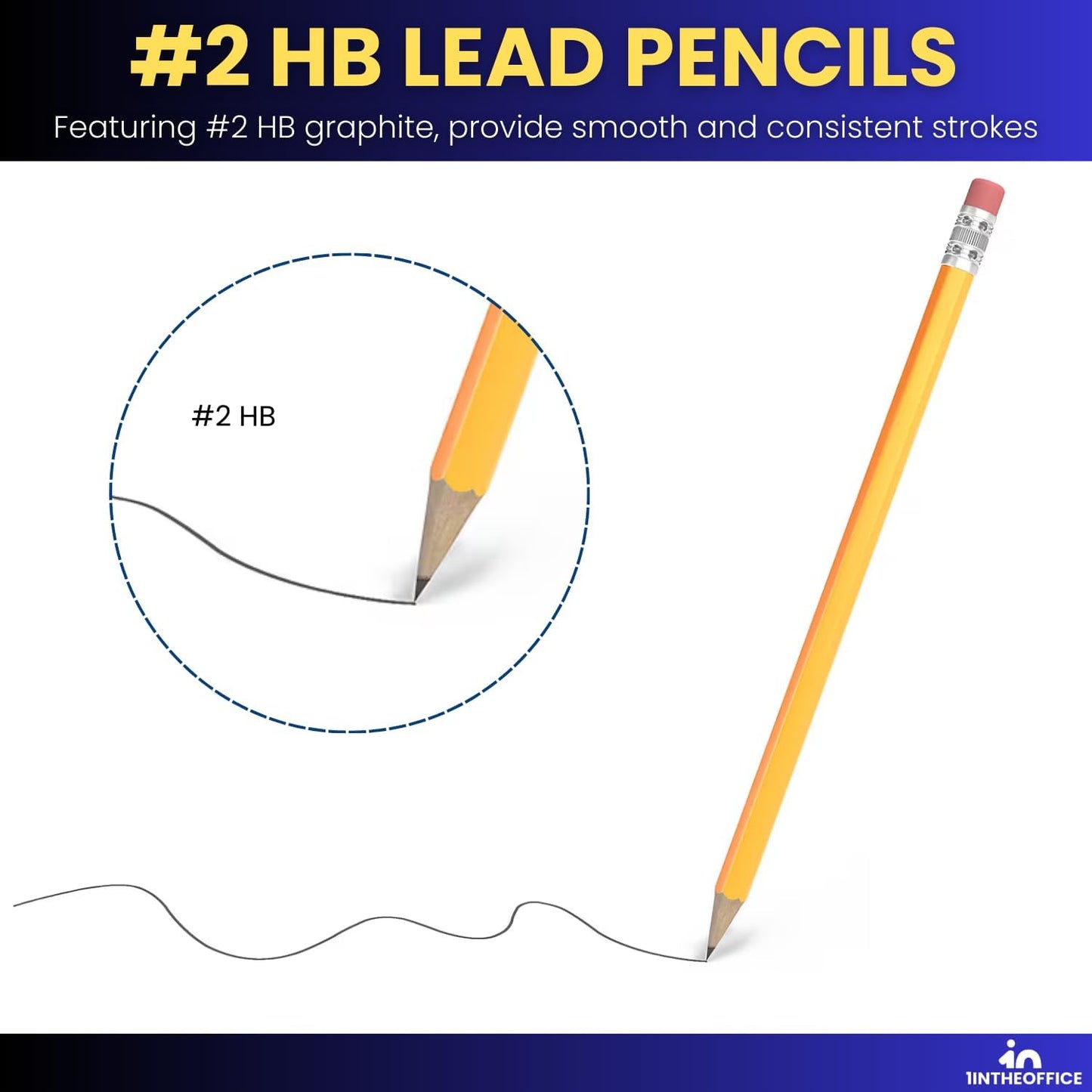1InTheOffice Lead pencils, Wooden Pencils, Woodcase Pencil HB #2, Yellow Barrel, 36 Pack