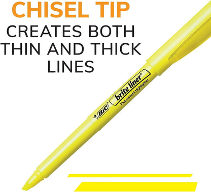 BIC BL11PK Brite Liner Highlighter, Chisel Tip, Fluorescent Pink, Dozen