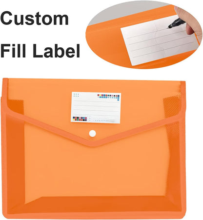 YoeeJob Plastic File Folders Legal Size Expandable Document Folder with Snap Button Closure, A4 Expanding File Wallet Envelopes Pouch with Label Pocket, 2 Packs, Black