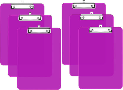 Rimilak Plastic Clipboards with Low Profile Metal Clip, Translucent Board, 12.5 x 9 In Letter Size, Office Supply, Back to School, Pink
