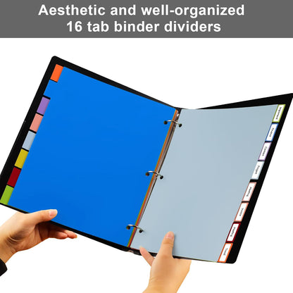 HABGP 16Pcs/2 Set 8 Tab Dividers for 3 Ring Binder, 16 Pcs Multicolor 3 Ring Binder Dividers with Tabs, Page Folder Dividers, Plastic Tabbed File Dividers with Tabs, Three Ring Binder Index Dividers