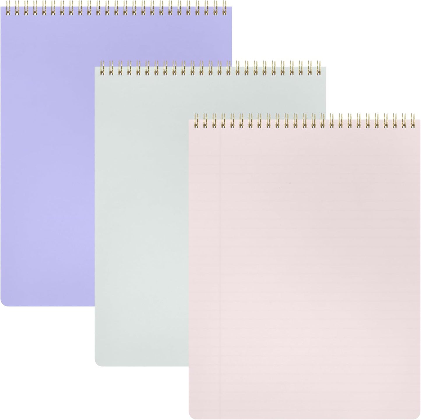 PAPERAGE Top Bound Spiral Notebook, 3 Pack, Lined Notepad, (Light Grey/Navy/Sage Green), 70 Sheets (140 Pages) Per Notebook, Wide/Legal Ruled, 8.5 inches x 11 inches