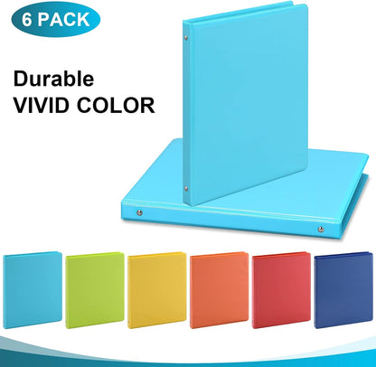SUIN 1-inch 3 Ring Binder with 2 Interior Pockets, 1''Durable Binders Holds US Letter Size 8.5'' x 11'' Paper - Versatile Binders for Office, Home, and School Use, 6 Pack Black