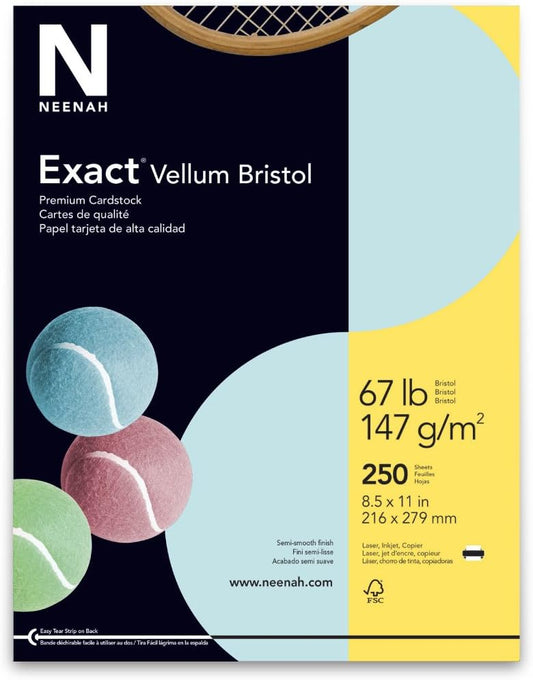 Neenah Exact Vellum Bristol Cardstock, 8.5" x 11", 67 lb/147 GSM, Ivory, 250 Sheets (81368)