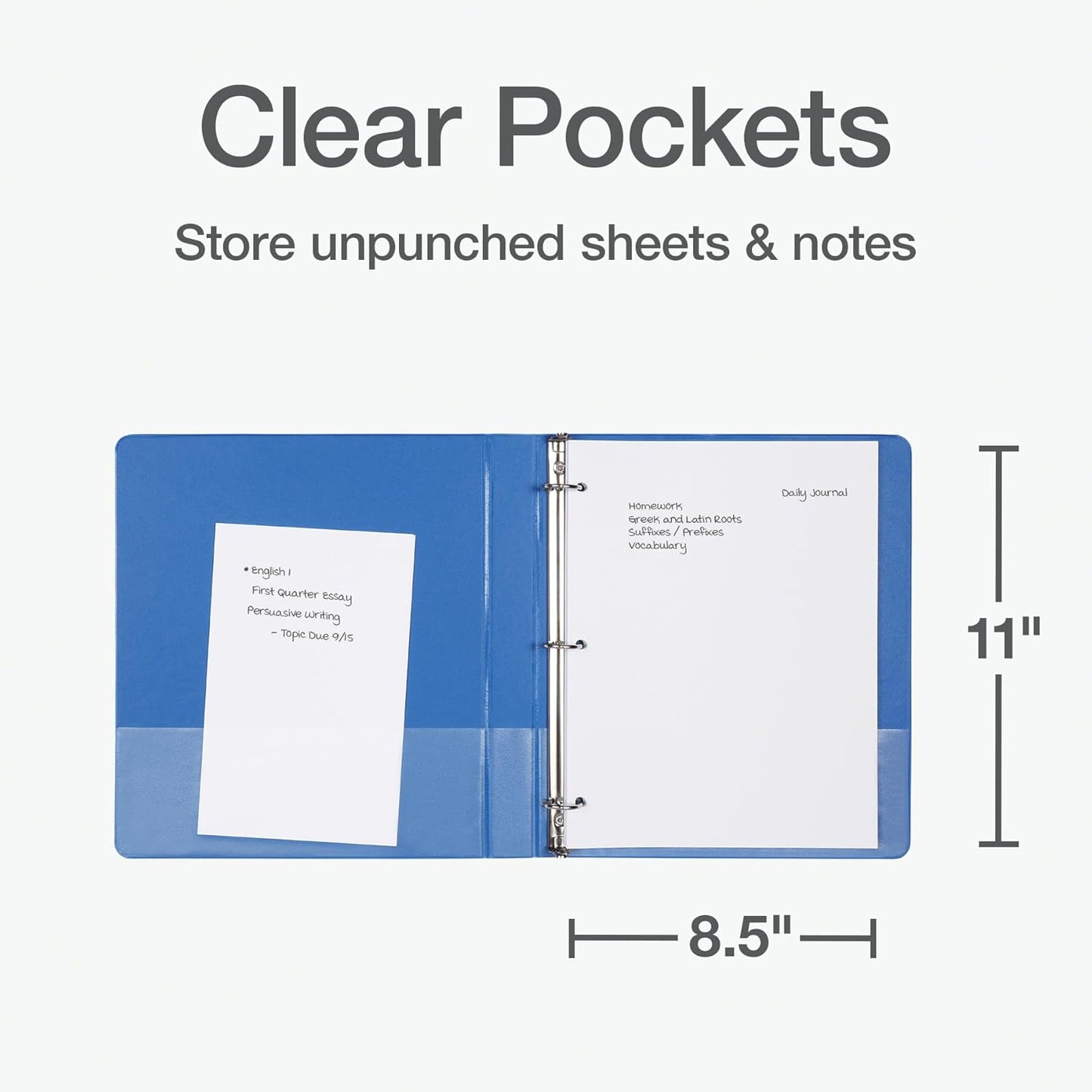 Oxford Ring Binders, 1.5" Round Ring Binders, View Binder, Covers on 3 Sides, XtraLife Hinge, Non-Stick, PVC-Free, White, 350 Sheet Capacity (1002547)