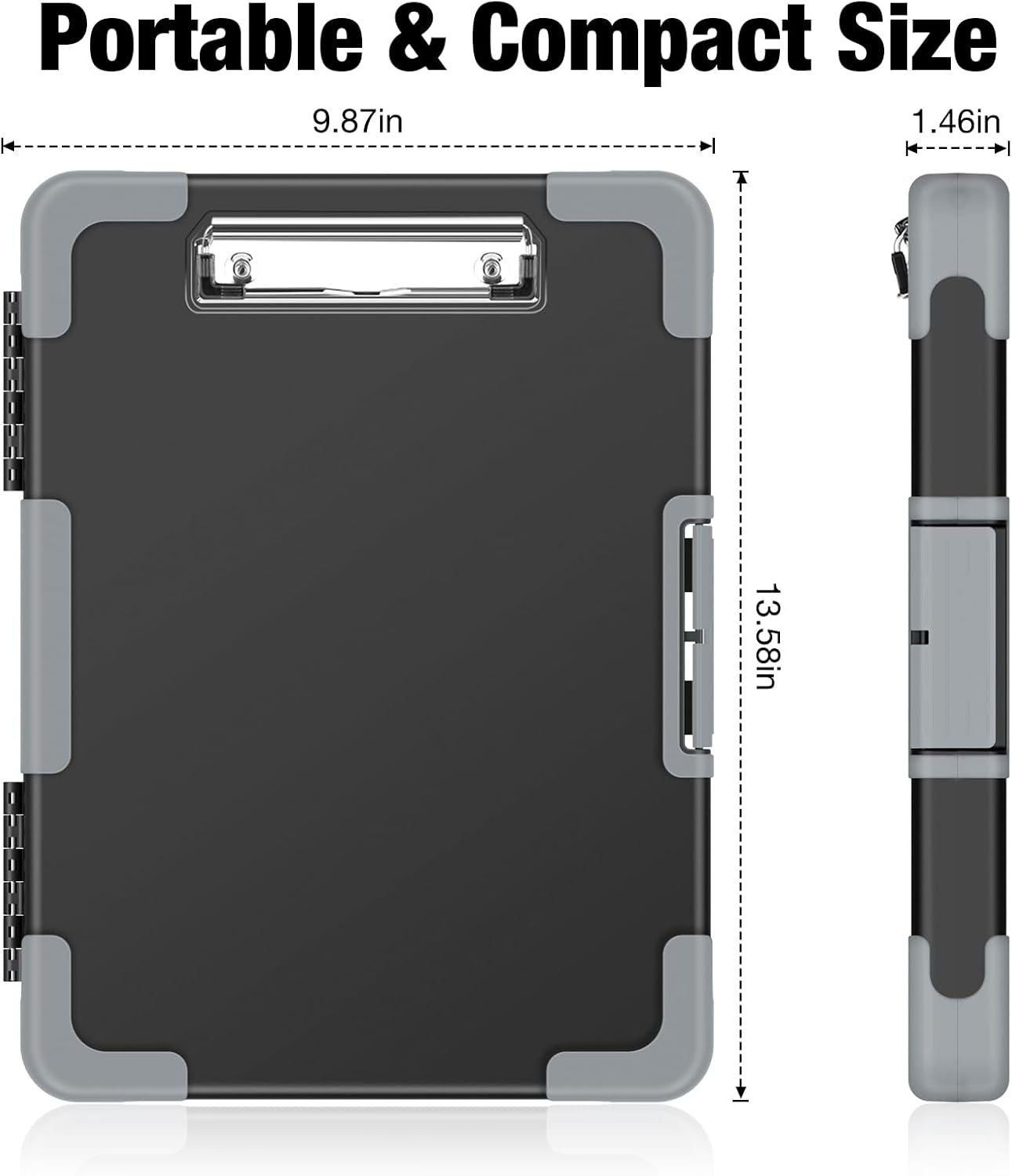 Sooez Toughest Clipboard with Storage, Internal Pen Pouch Included, Letter/ A4 Size, Shockproof Heavy Duty Plastic Clip Boards 8.5x11”, High Capacity Clipboards Box Case for Contractor Trucker Driver