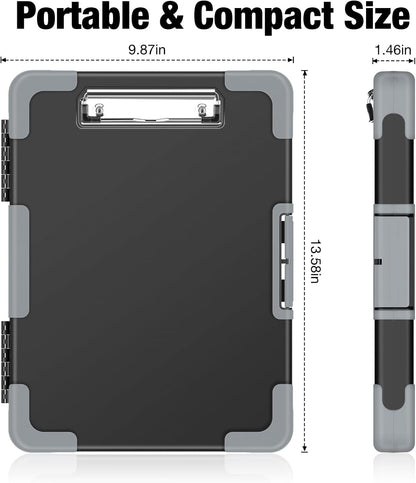 Sooez Toughest Clipboard with Storage, Internal Pen Pouch Included, Letter/ A4 Size, Shockproof Heavy Duty Plastic Clip Boards 8.5x11”, High Capacity Clipboards Box Case for Contractor Trucker Driver