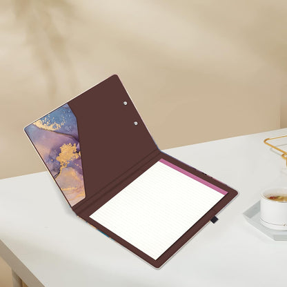 Hongri Clipboard Folio with Refillable Lined Notepad and Interior Storage Pocket for Students, Classroom, Office, Women, Man, Cute Custom Pattern, Size 12.8 x 9.2 in, Classic Flower