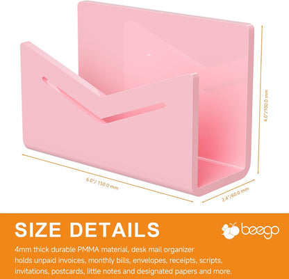 Beego Envelope and Mail Organizer Countertop - 3 Compartments Black Acrylic Desk Organizer Letter Holder Desktop File Sorter Bill Document Folder Rack for Office, Home, School Desk Organization
