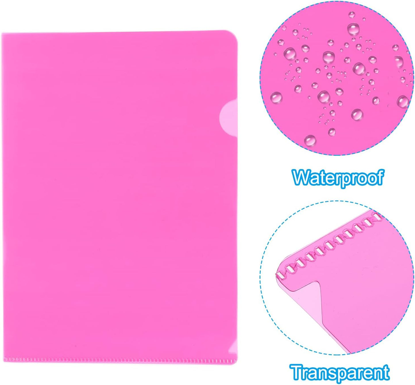 PATIKIL L Type Folders 50 Pack A4 Plastic File Project Pockets Clear Paper Document Jacket Sleeves for Office, Orange