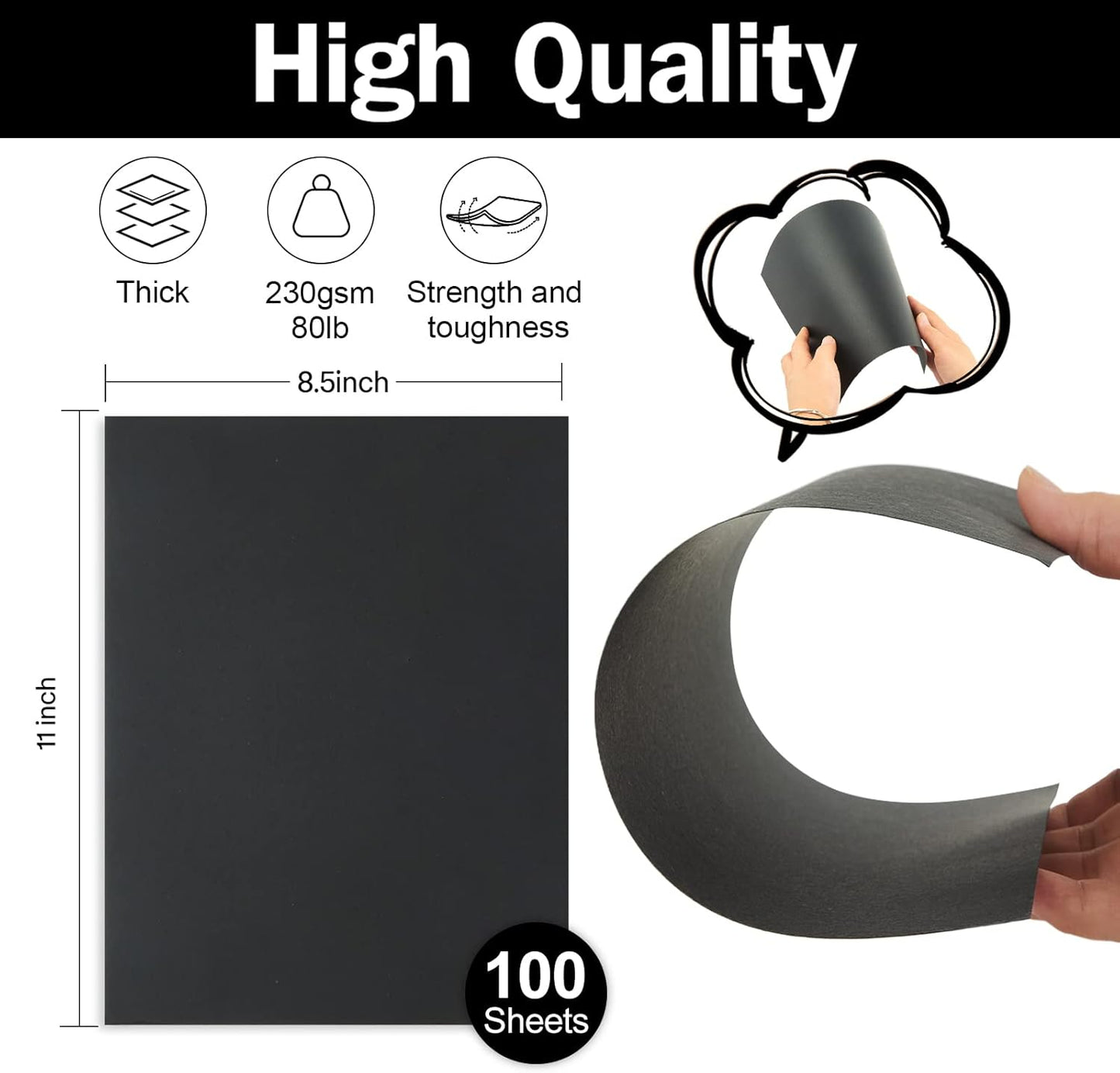 100 Sheets White Cardstock 8.5 x 11 Certificate Paper, Goefun White Card Stock Printer Paper for Invitations, Menus, Wedding, DIY Cards