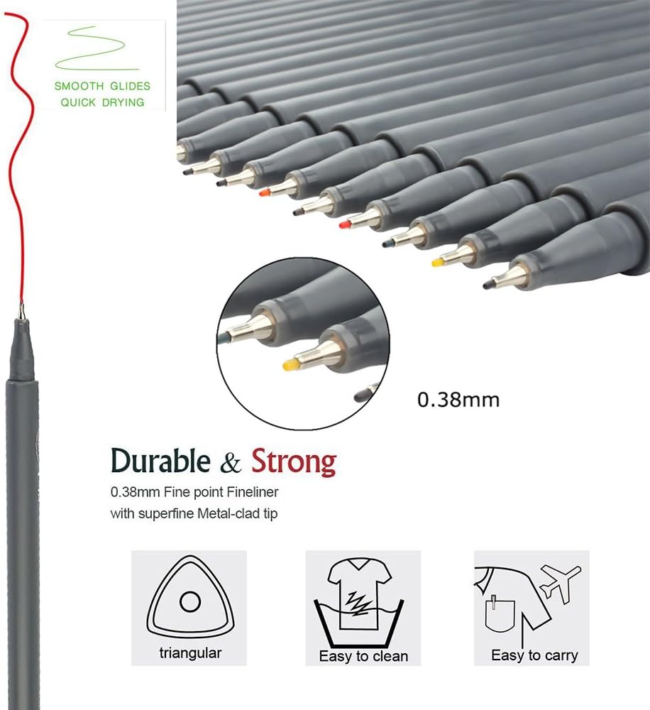 Taotree Journal Planner Pens, 24 Black Fine Point Pens, Ideal for Art, Crafts, Scrapbooks, School, Office, and More