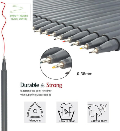 Taotree Journal Planner Pens, 24 Black Fine Point Pens, Ideal for Art, Crafts, Scrapbooks, School, Office, and More