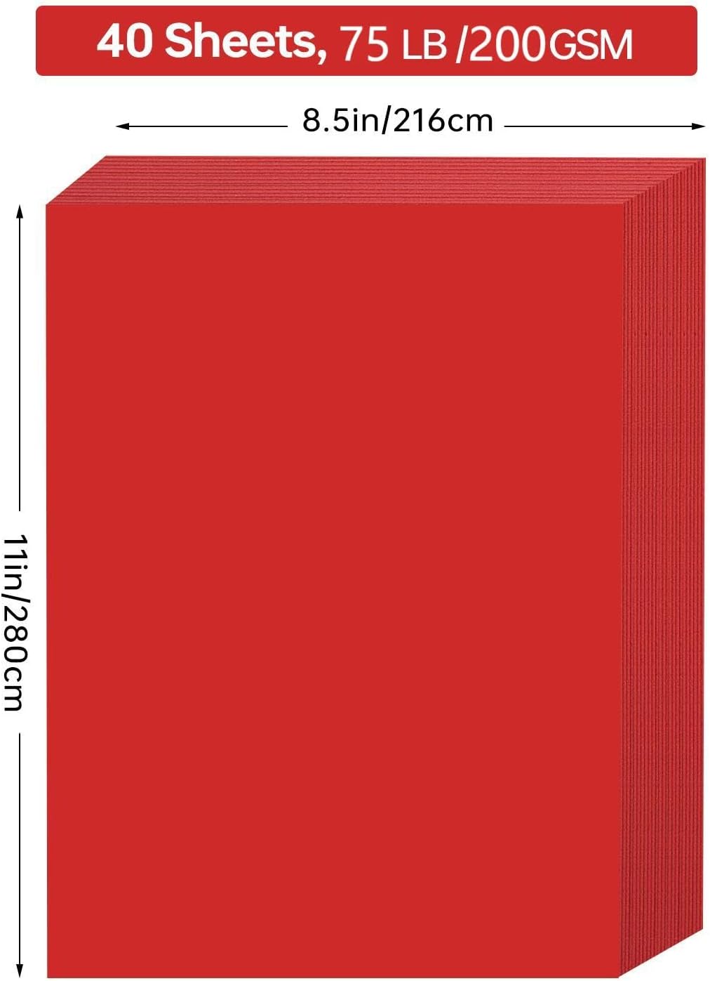 White Cardstock 8.5 x 11, 40 Sheets Card Stock, 75 LB/200 GSM Thick Copy Paper, Cardstock Printer Paper for School & Office Supplies, Art, Watercolo, Craft, Drawing, Invitations, Menus, DIY Cards