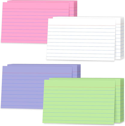 200 Count 3 x 5 Inch Purple Index Cards with Binder Rings, Lined & Blank Study Cards, Thick Cardstock Flash Cards for Students & Teachers, Color-Coded Notecards for School, Home, Work