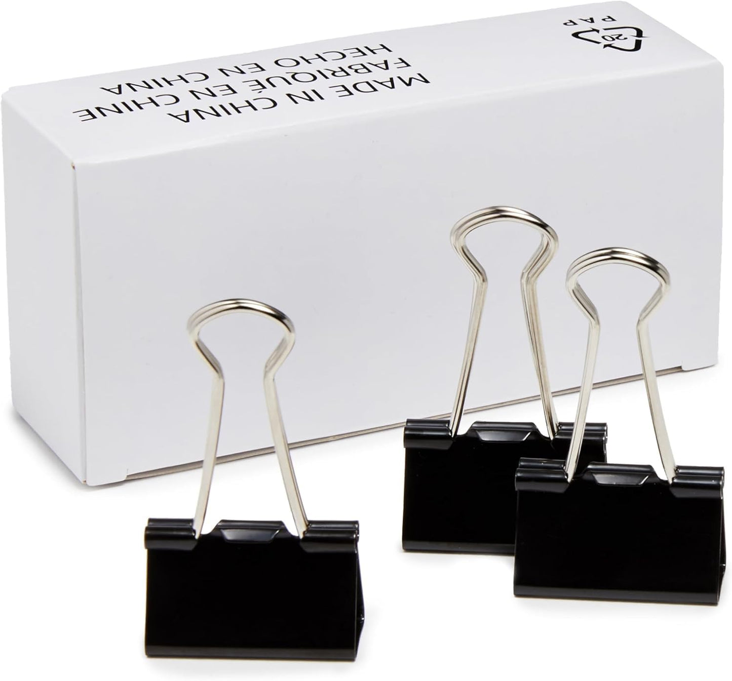 Amazon Basics Sturdy Binder Clips, Office Supplies, Small 0.75 in, Document Organizing, School Supplies, Black, 144 Count