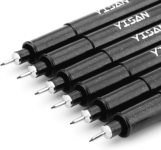 YISAN Drawing Art Pens,Micro Fineliner Pens,Fine Tip Manga Markers for Artist Sketch Technical,Black,12 Set,902195